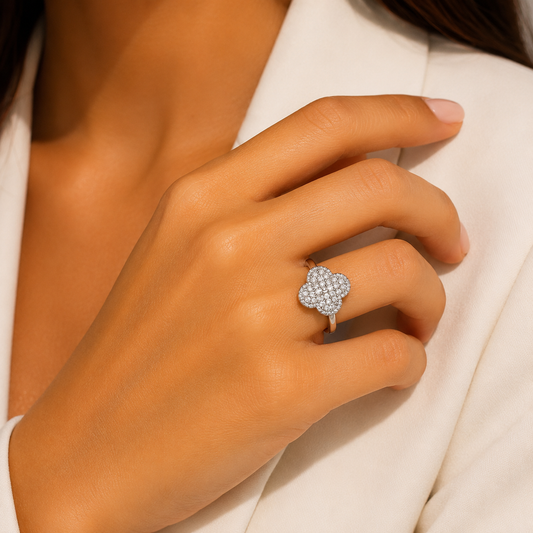 Luna Clover Silver Ring