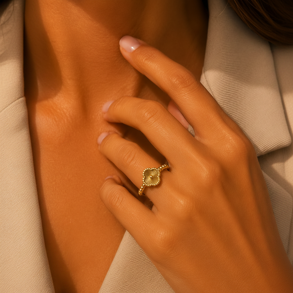 Mini Clover Beaded Ring free size