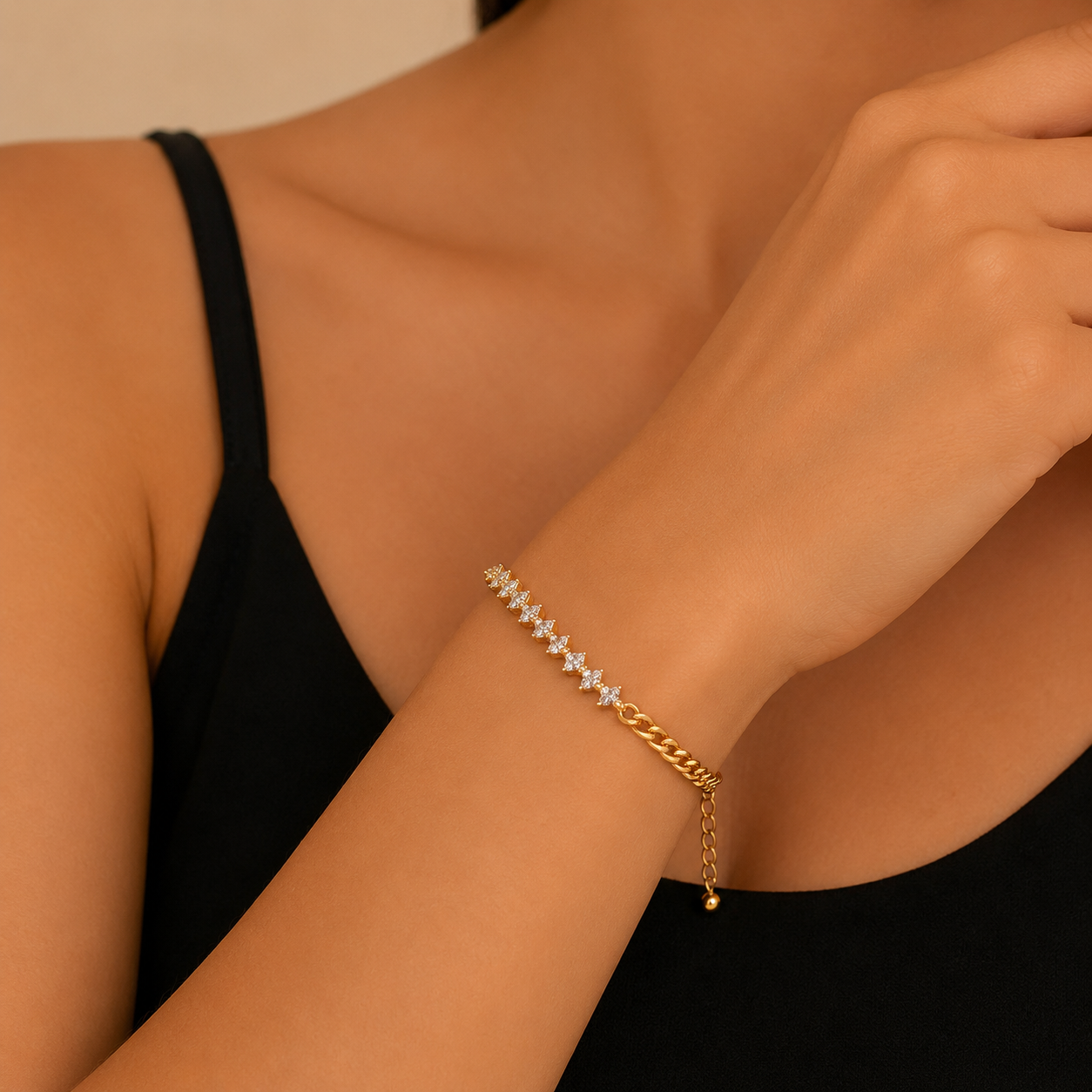 Gold Crystal Chain Bracelet