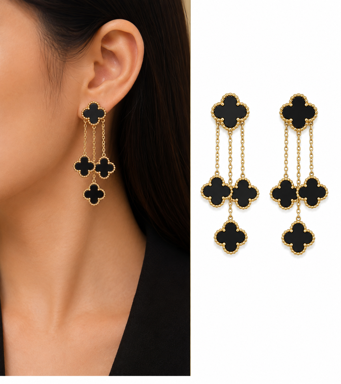 Black Clover Drop Earrings