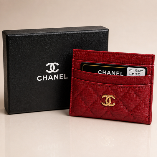 Chanel Dark Red Card Holder