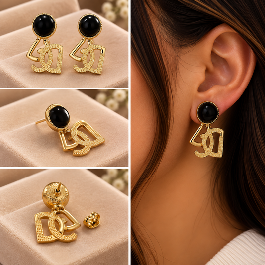 DG Black & Gold Drop Earrings