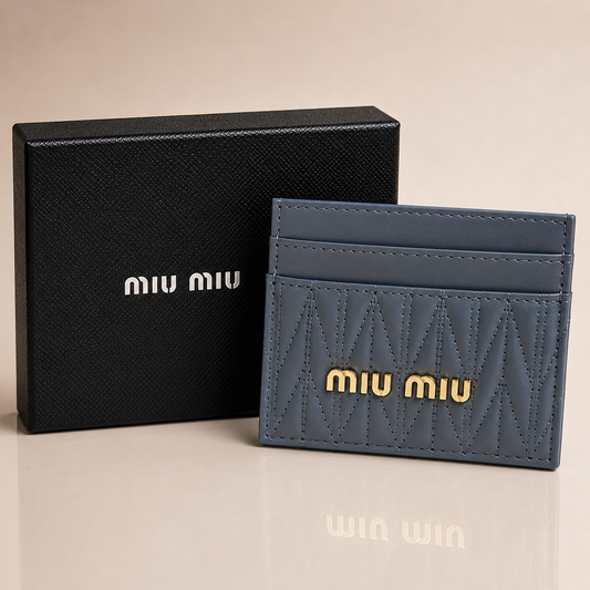 Miu Miu Blue Matelassé Card Holder
