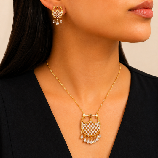 Crystal Owl Gold Jewelry Set