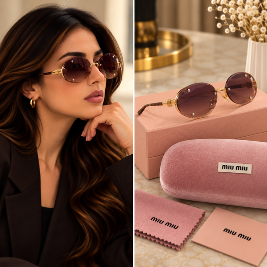 Miu Miu Round Rimless Sunglasses