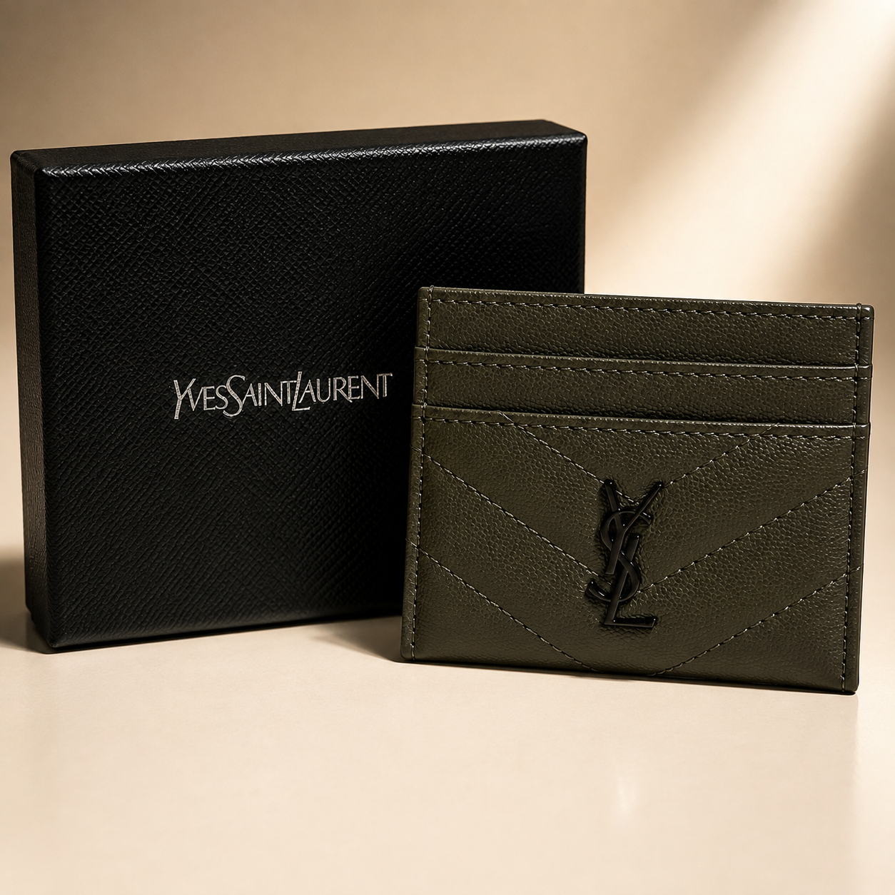 YSL Dark Green Card Holder