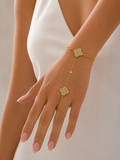 Clover Crystal Hand Chain – Luxury Gold Bracelet