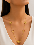 Clover Stainless Steel Jewelry Set – Gold Edition