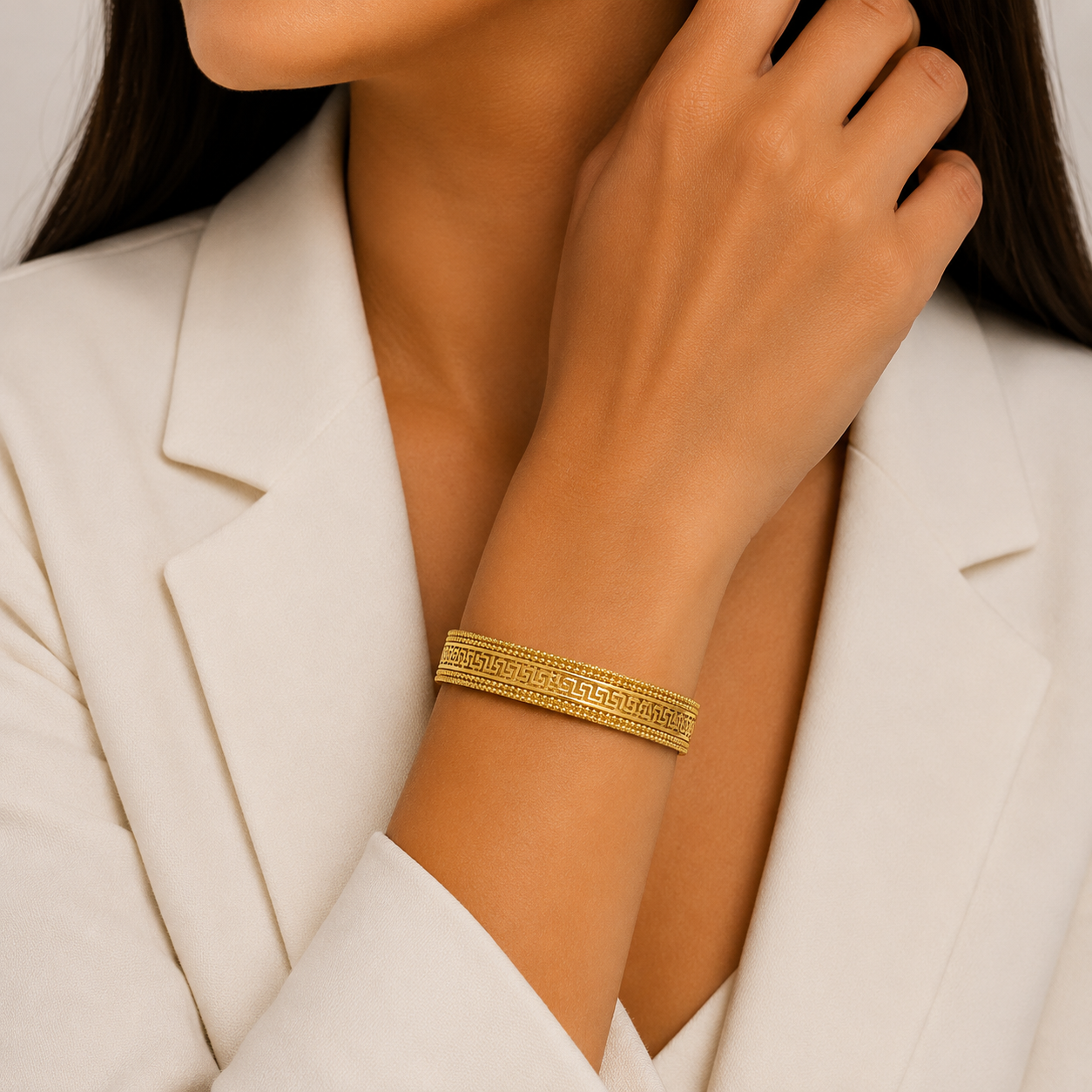 Greek Pattern Gold Bracelet – Luxury Edition