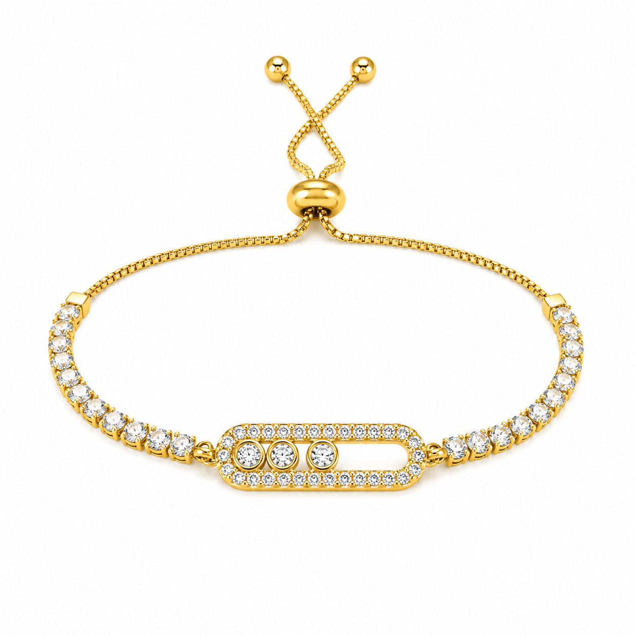 Crystal Adjustable Bracelet – Gold Edition
