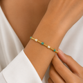 Turquoise &amp; White Beaded Bracelet – Gold Edition