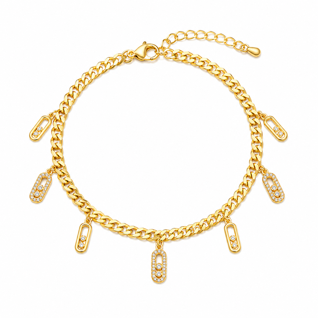 Gold Charm Chain Bracelet – Luxury Edition