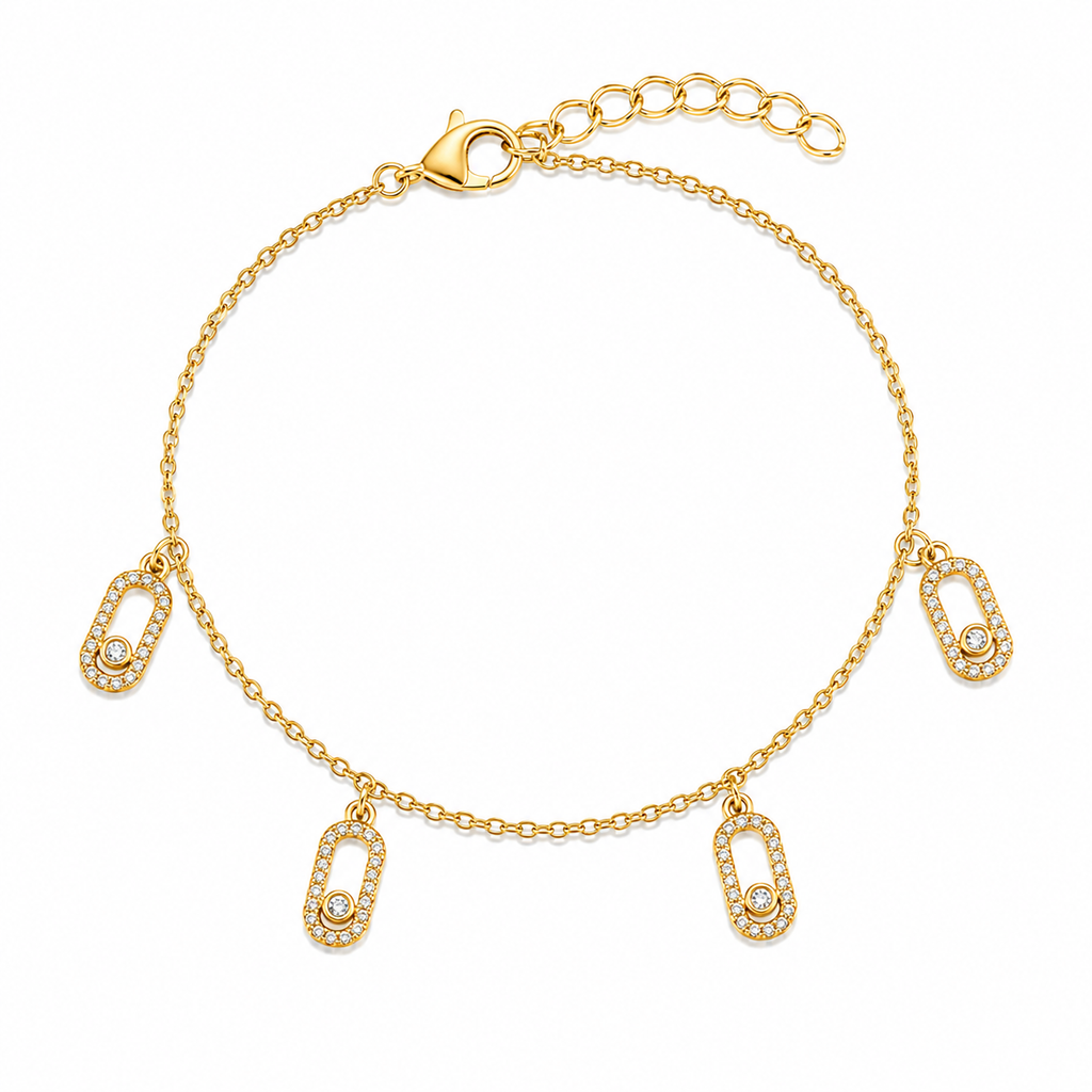 Crystal Charm Bracelet – Elegant Gold Edition
