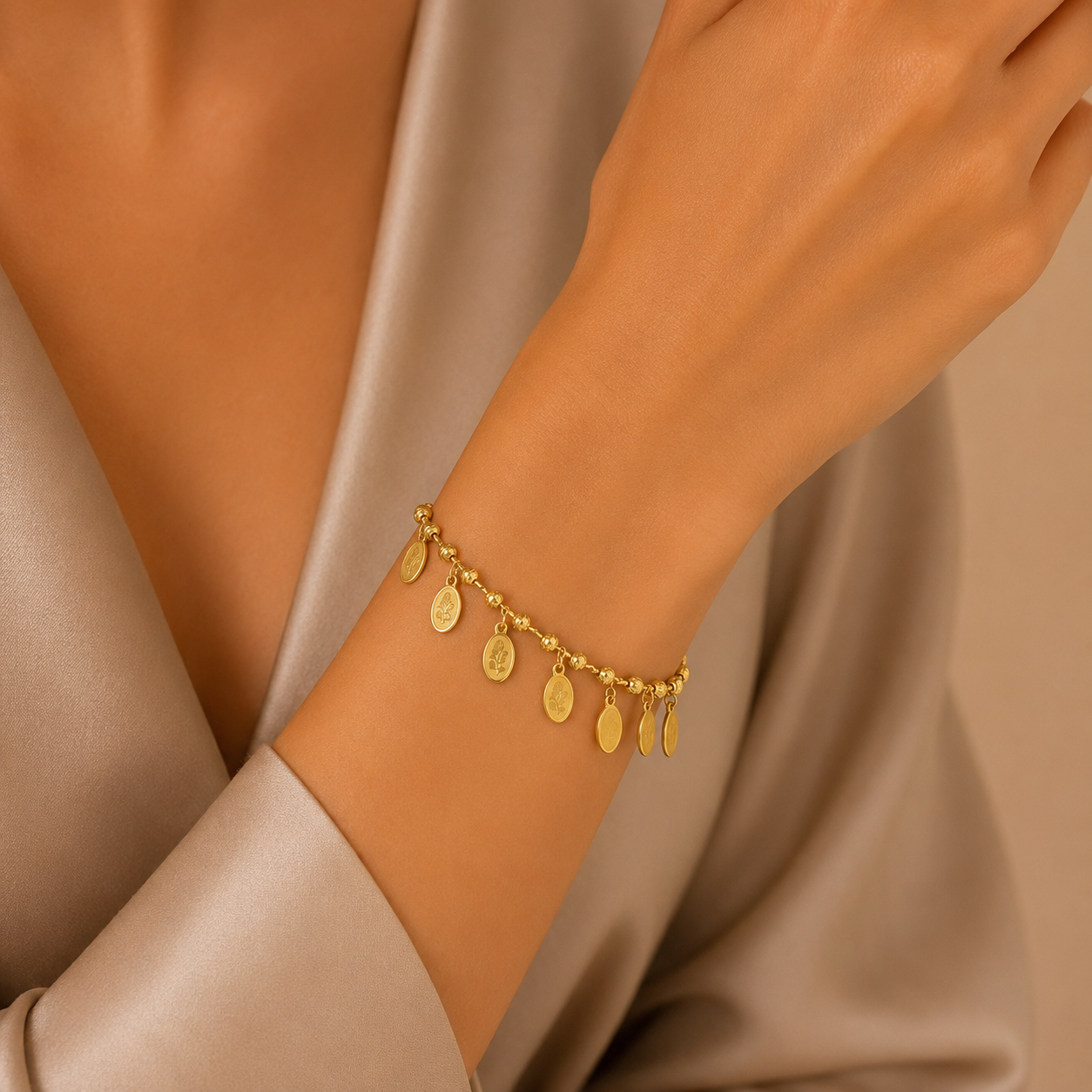 Gold-Plated Coin Charm Bracelet