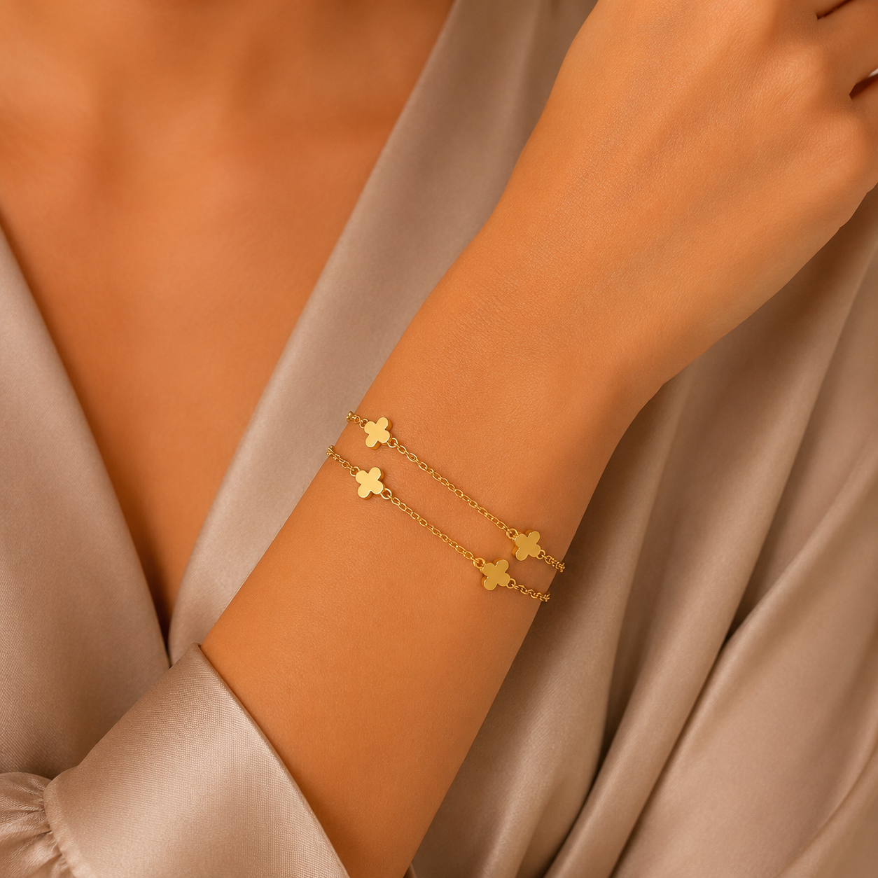 Golden Clover Duo Bracelet