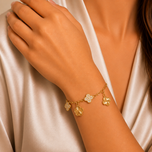 Gold Clover Charm Bracelet