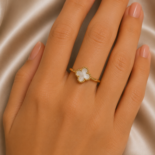 White Clover Mother-of-Pearl Ring free size