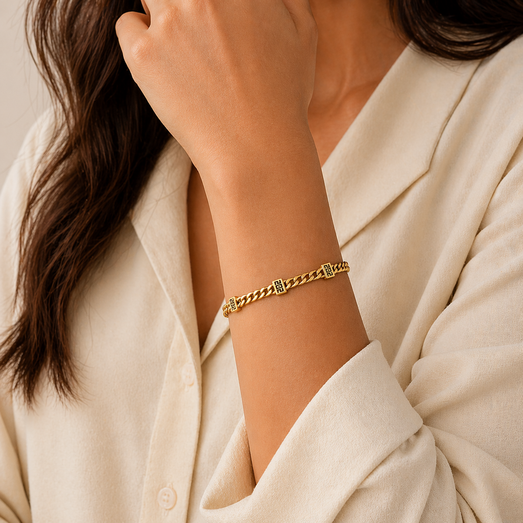 Gold Greek Link Bracelet