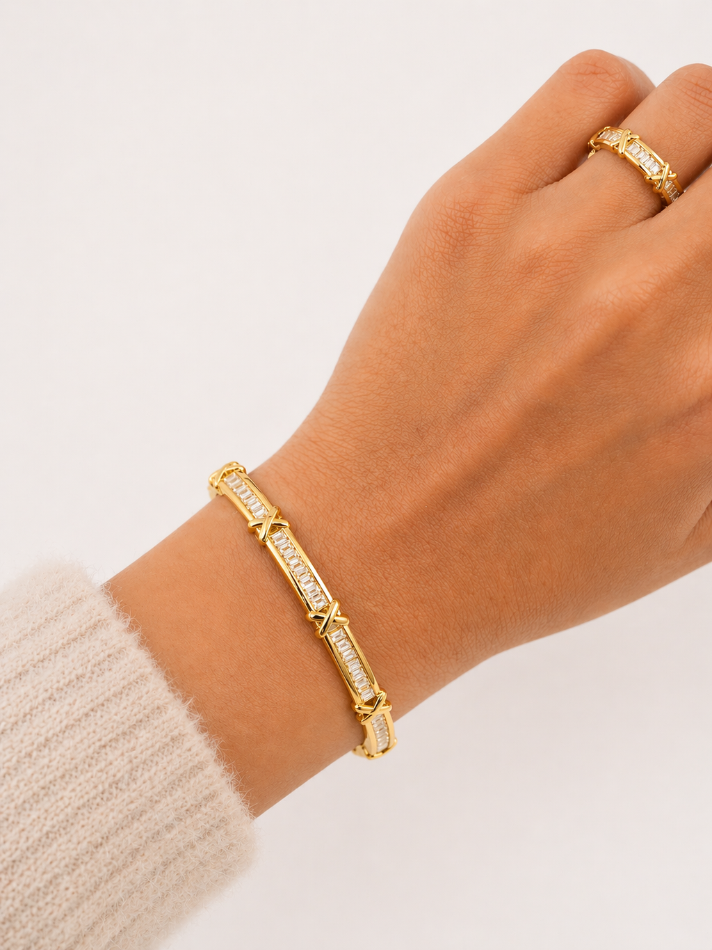 Gold Baguette X Bracelet