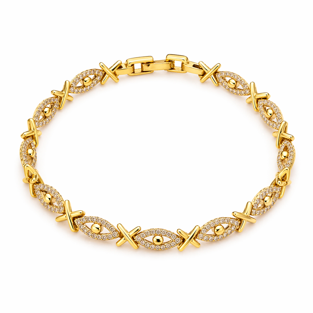 Golden X Link Bracelet
