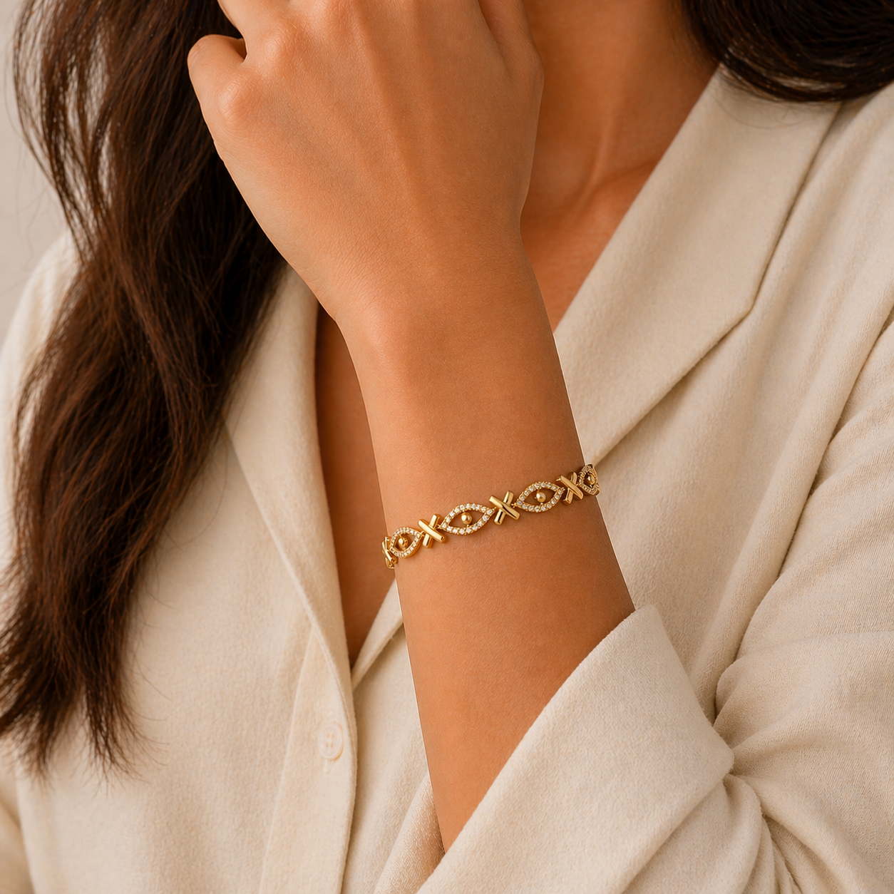 Golden X Link Bracelet