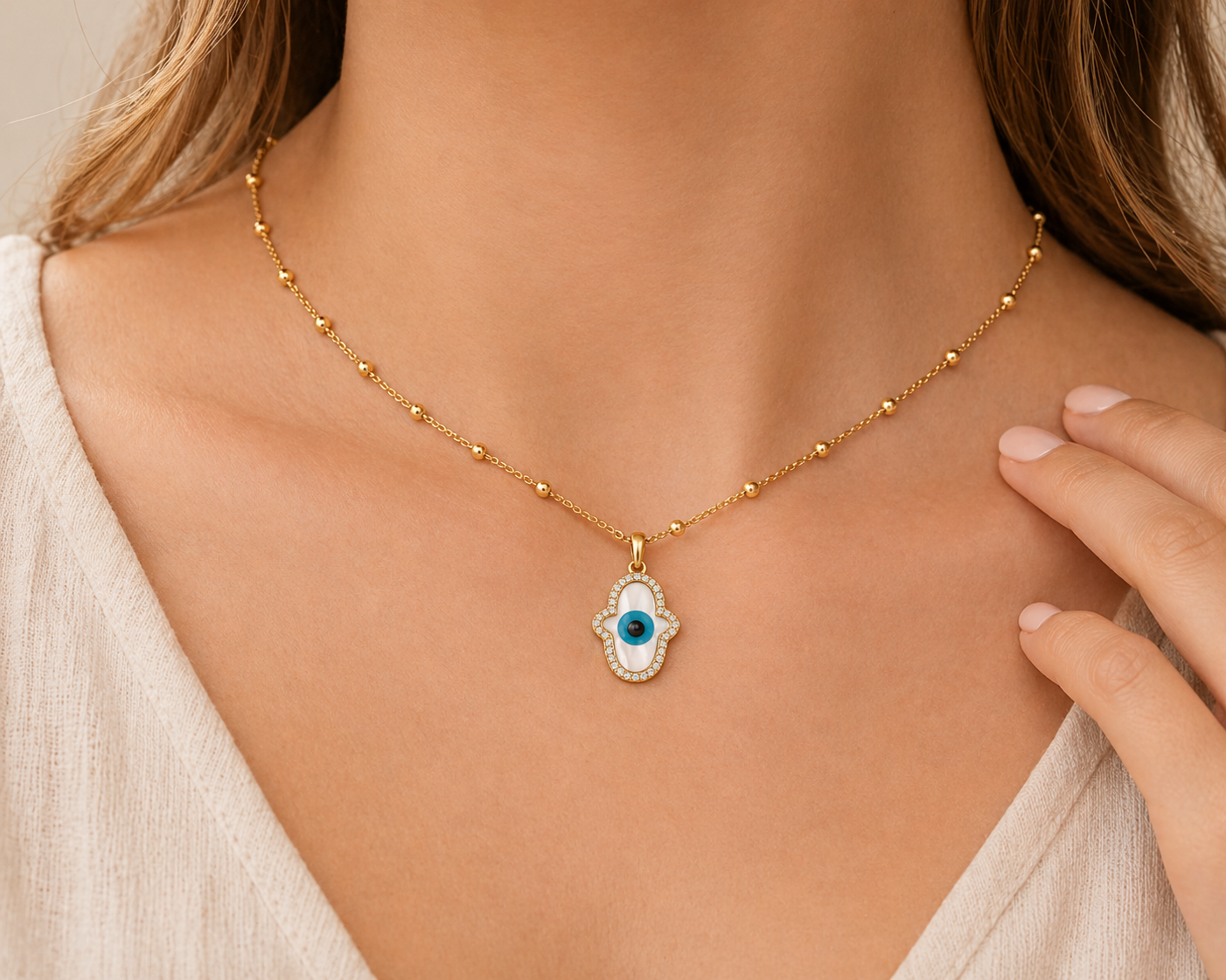 Hamsa Evil Eye Necklace
