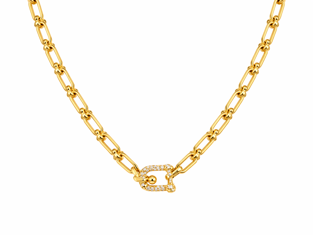 Gold Paperclip Lock Necklace
