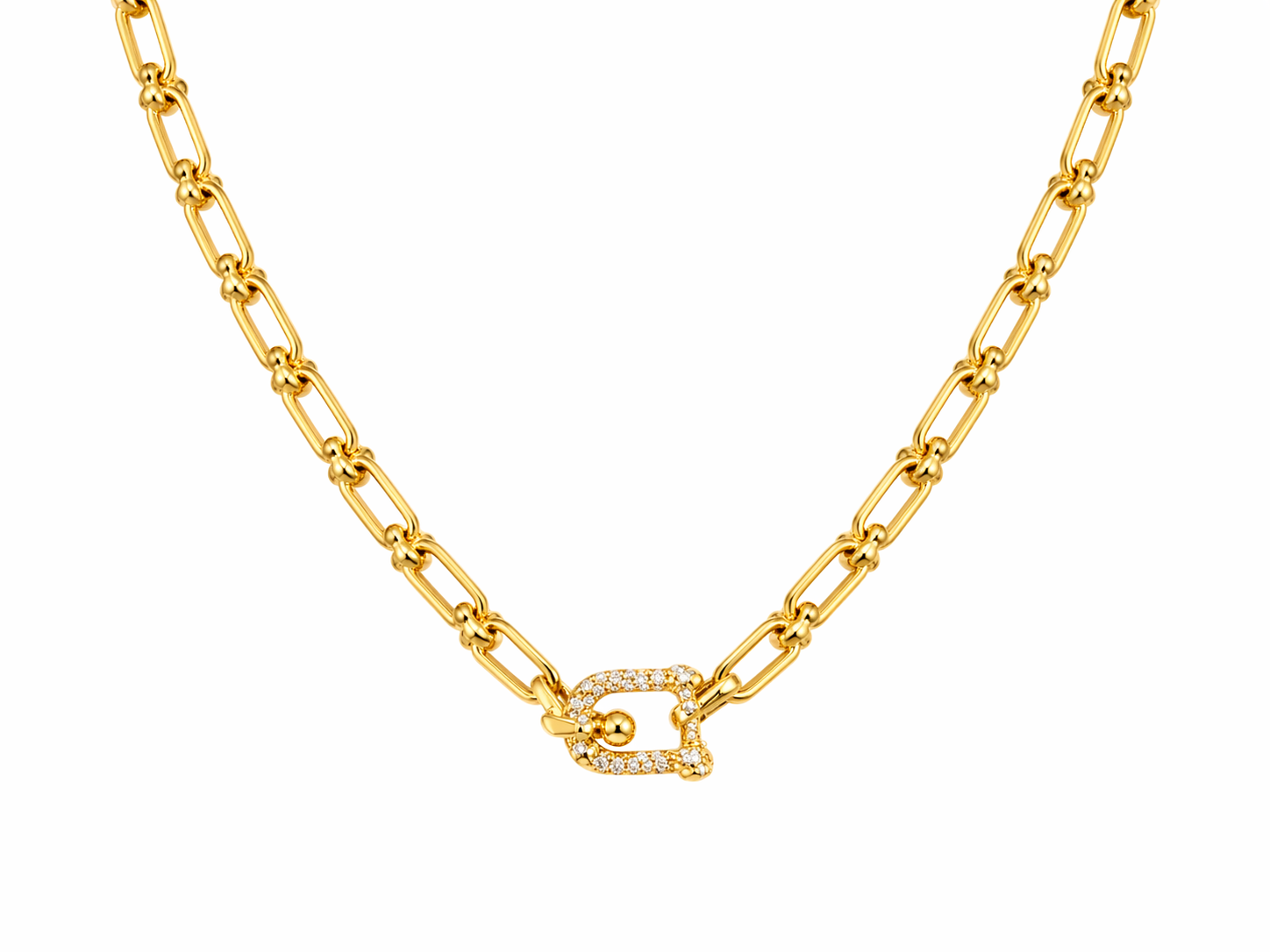 Gold Paperclip Lock Necklace