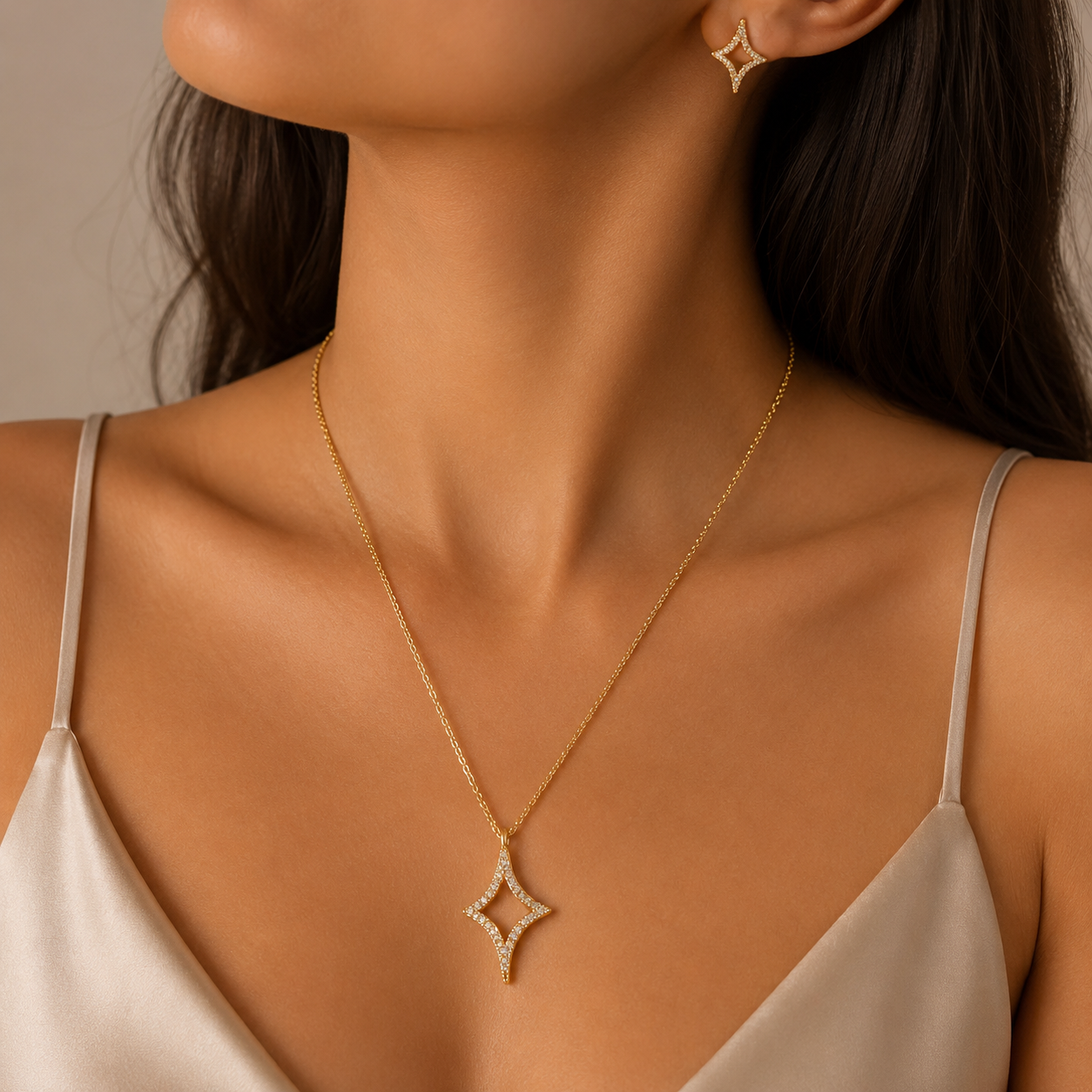 Celestial Spark Necklace Set – Gold