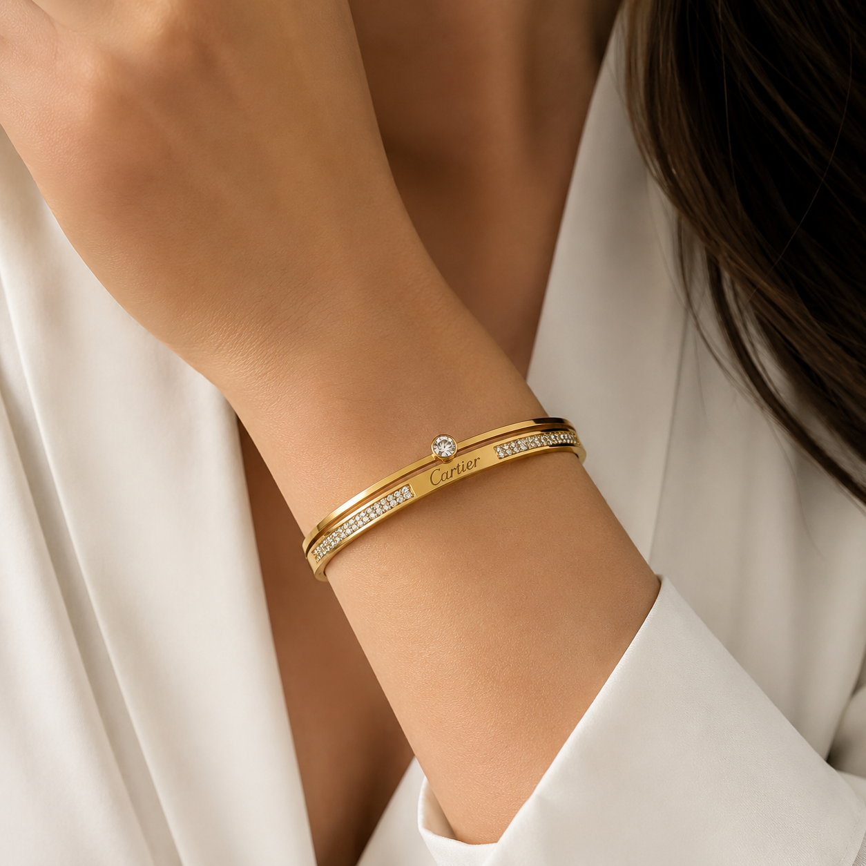 Luxury Gold Crystal Bangle Bracelet