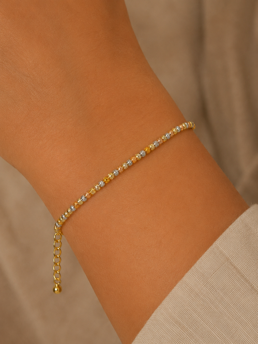 Two-Tone Gold & Silver Beaded Bracelet