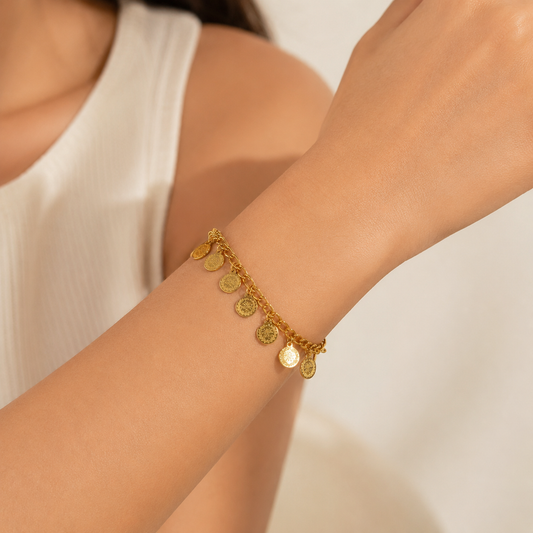 Gold Coin Charm Bracelet