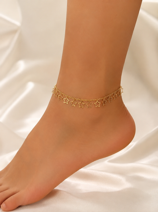 Gold Star Charm Anklet