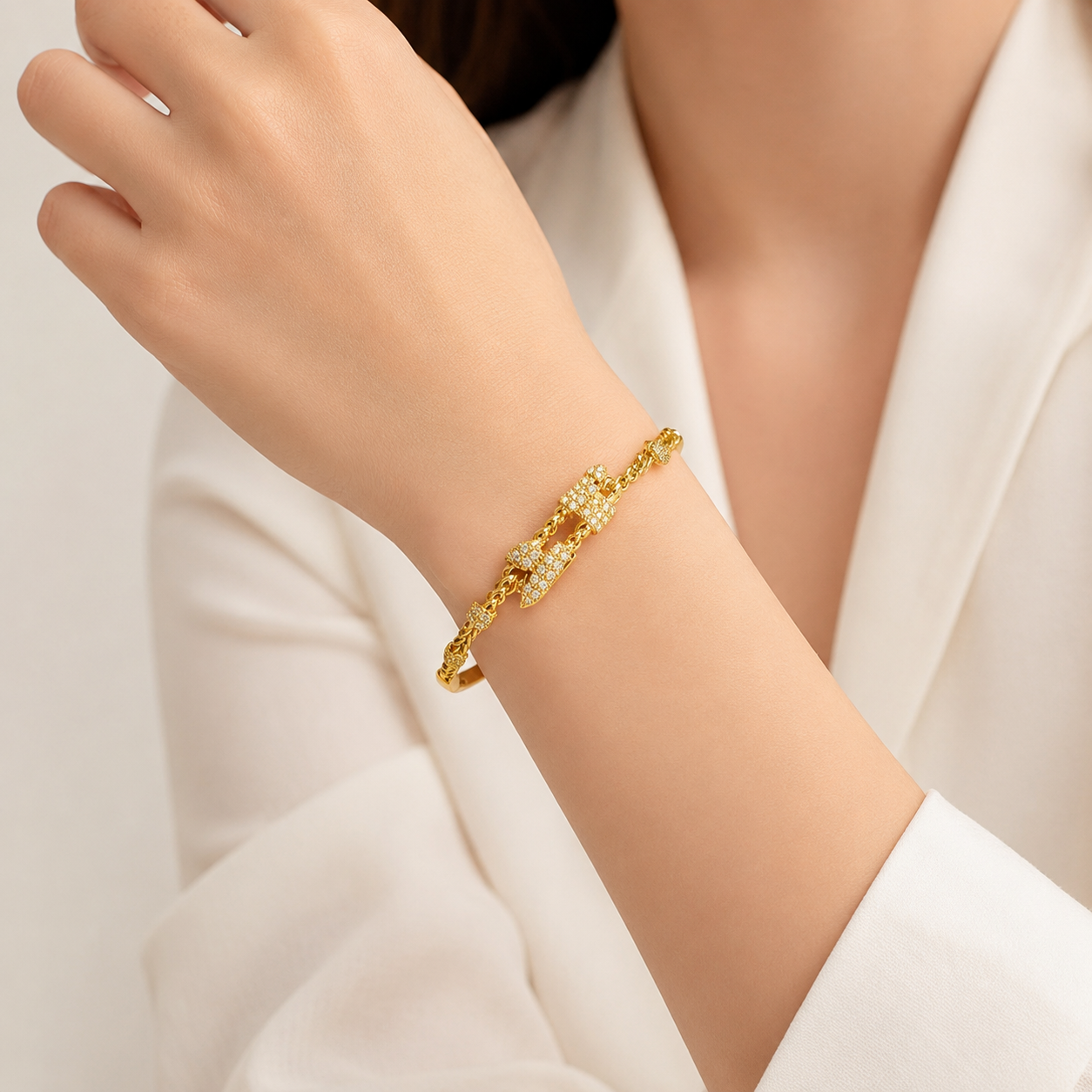 Gold Crystal Lock Bracelet