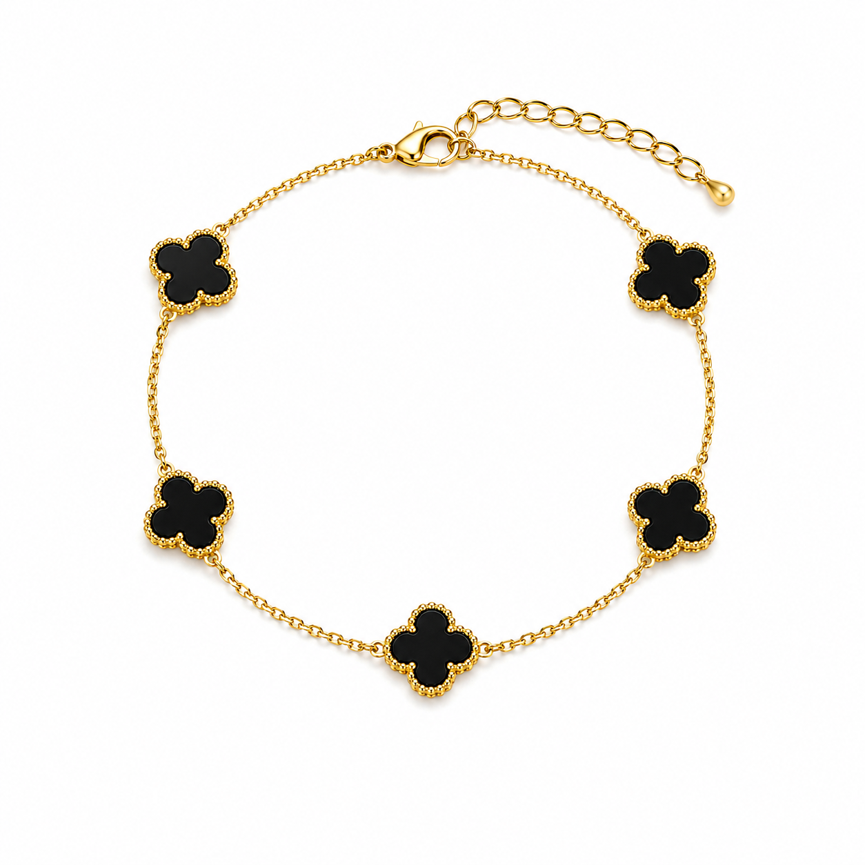 Black VanCleef Bracelet — 18K Gold-Plated
