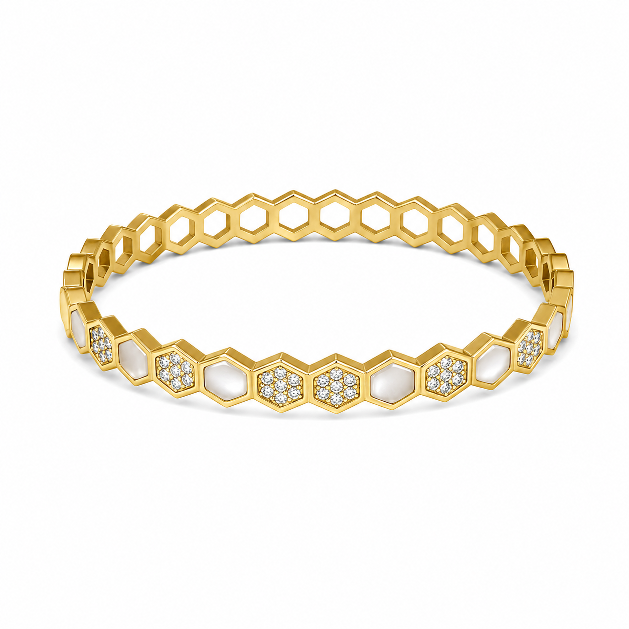 Gold Honeycomb Bangle