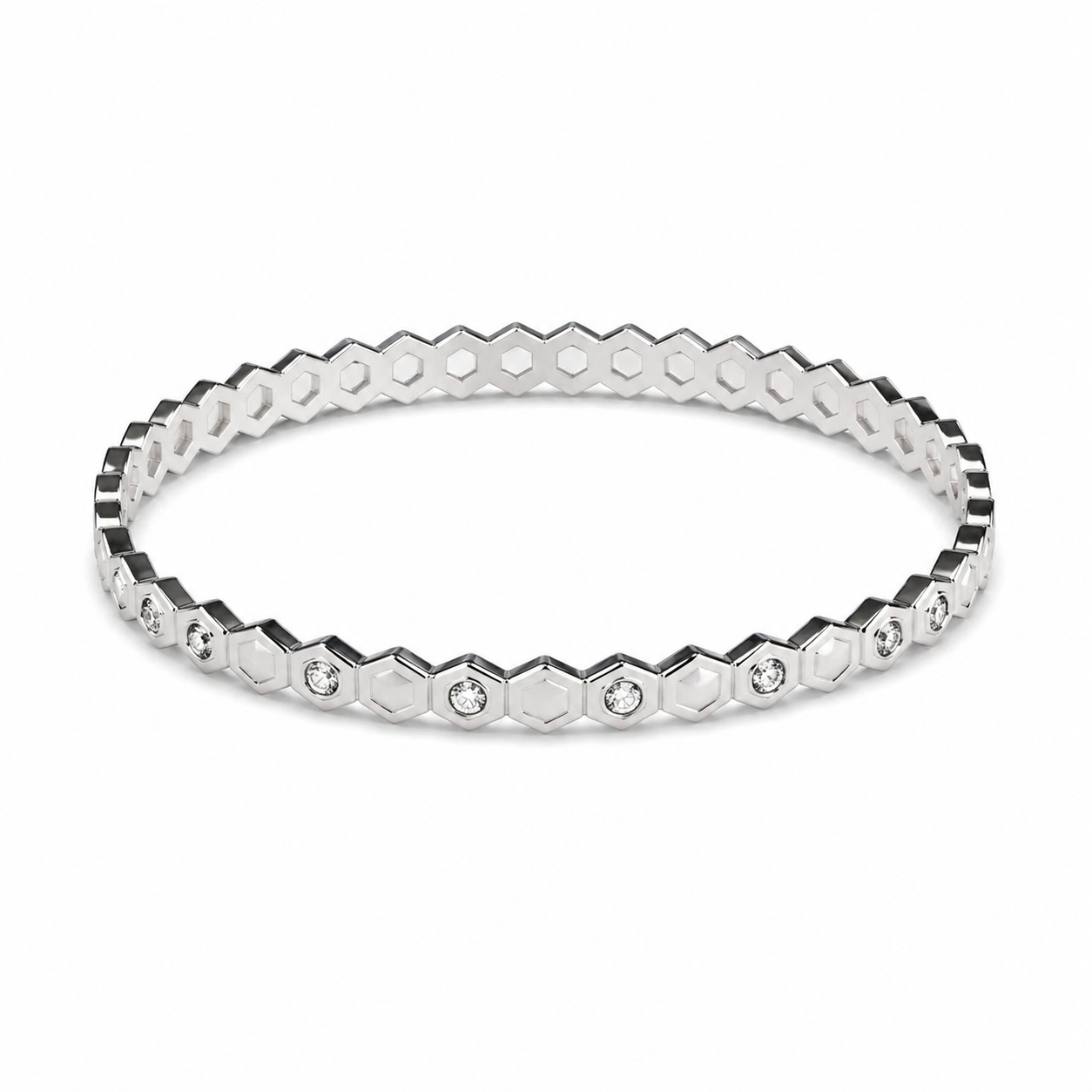 Silver Honeycomb Bangle