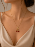 Gold Cherry Pendant Necklace