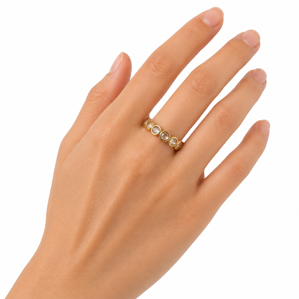 Gold Circle Crystal Ring