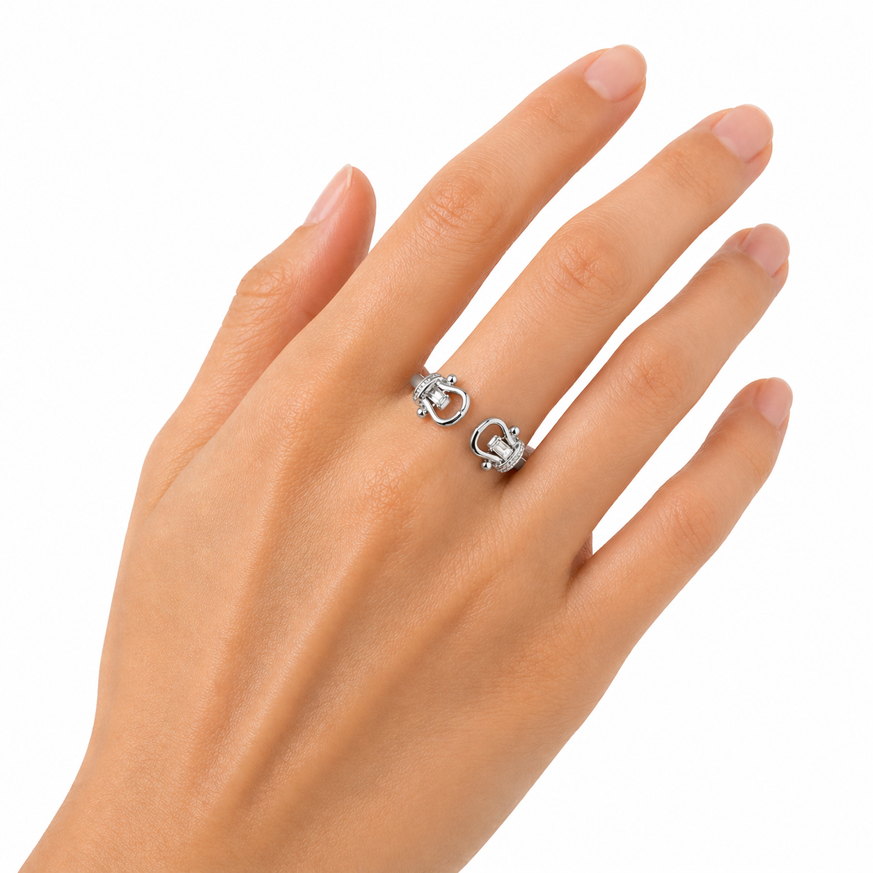 Silver Double Charm Ring