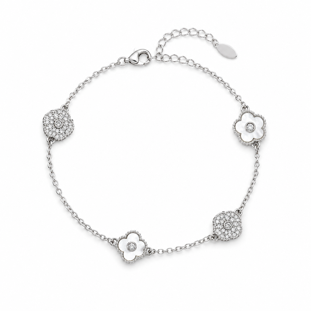 Silver Floral Bracelet – Elegant Minimal Design