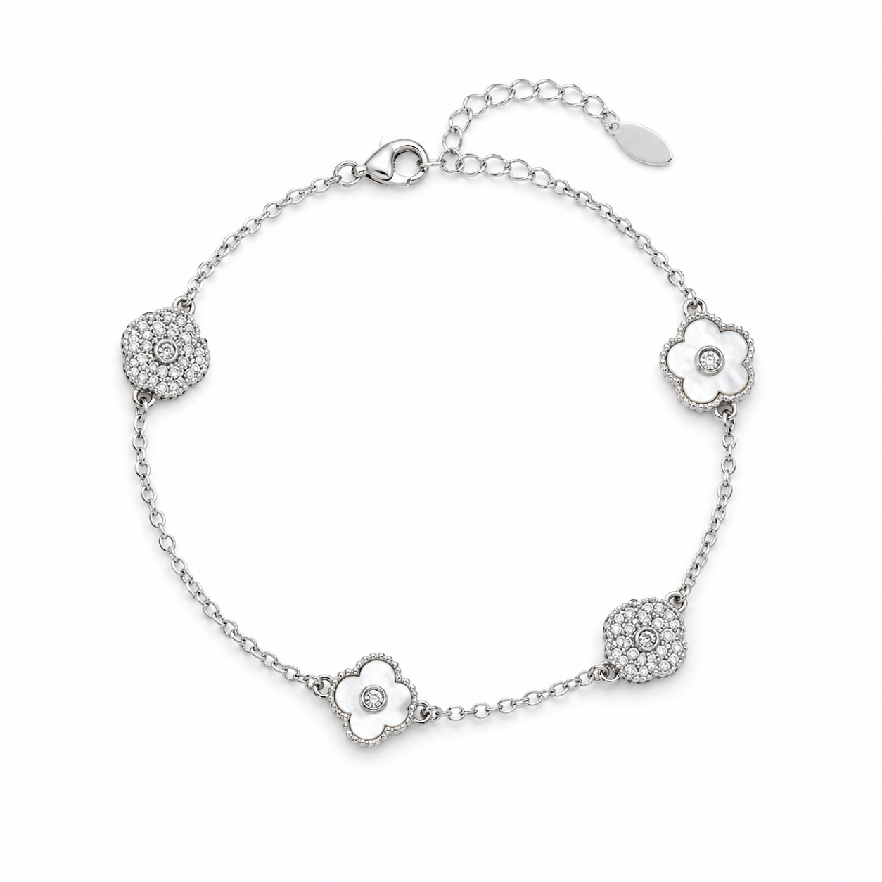 Silver Floral Bracelet – Elegant Minimal Design