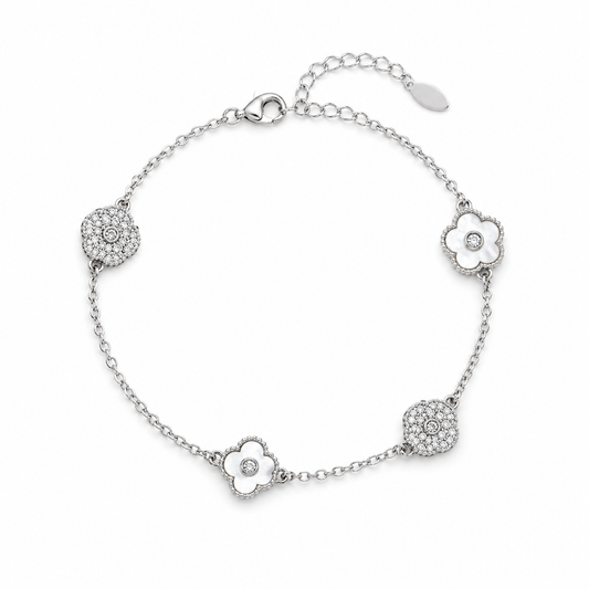 Silver Floral Bracelet – Elegant Minimal Design