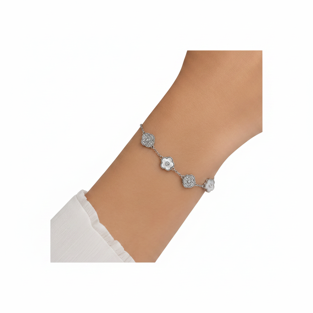 Silver Floral Bracelet – Elegant Minimal Design