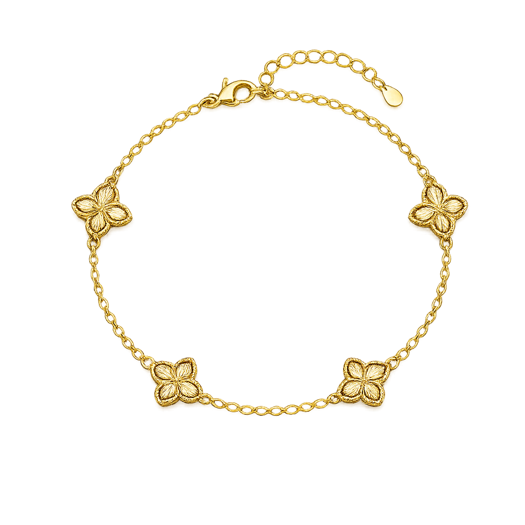 Gold Clover Bracelet – Full Gold Minimal Design