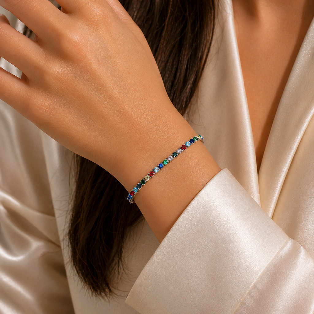 Multi-Color Tennis Bracelet – Vibrant Elegant Design