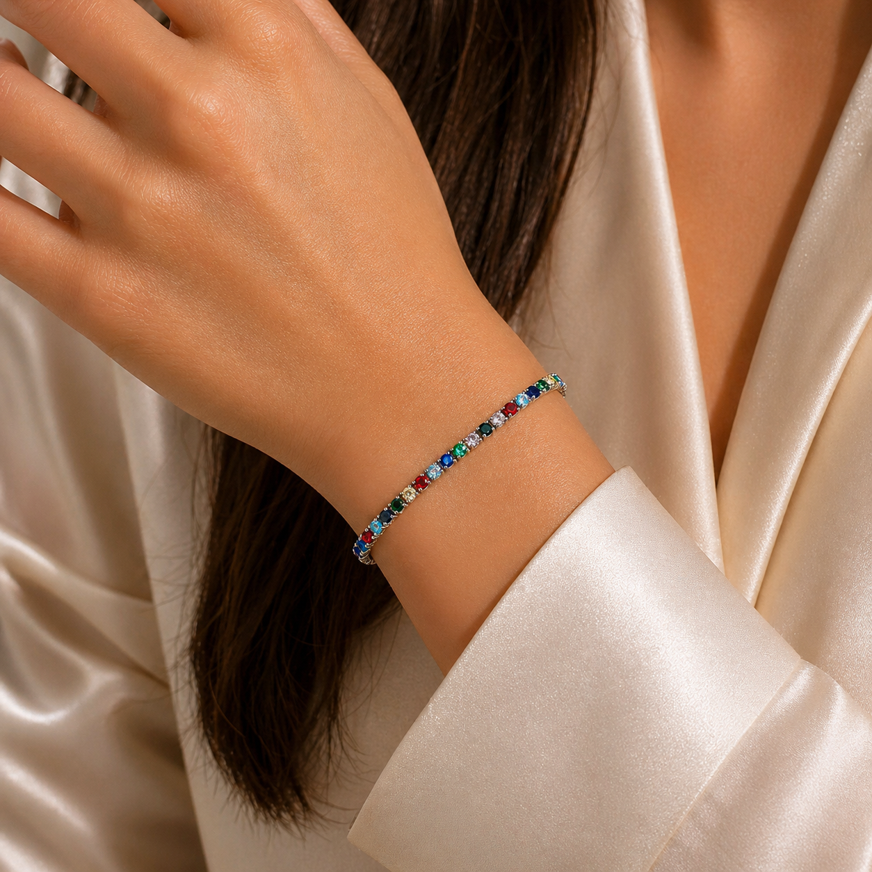 Multi-Color Tennis Bracelet – Vibrant Elegant Design