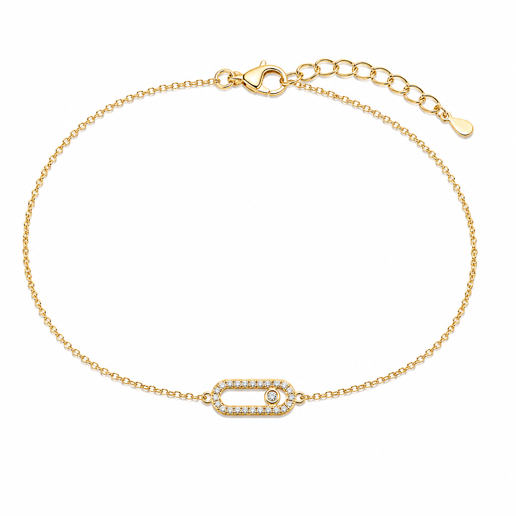Gold Minimal Chain Bracelet – Modern Diamond Touch
