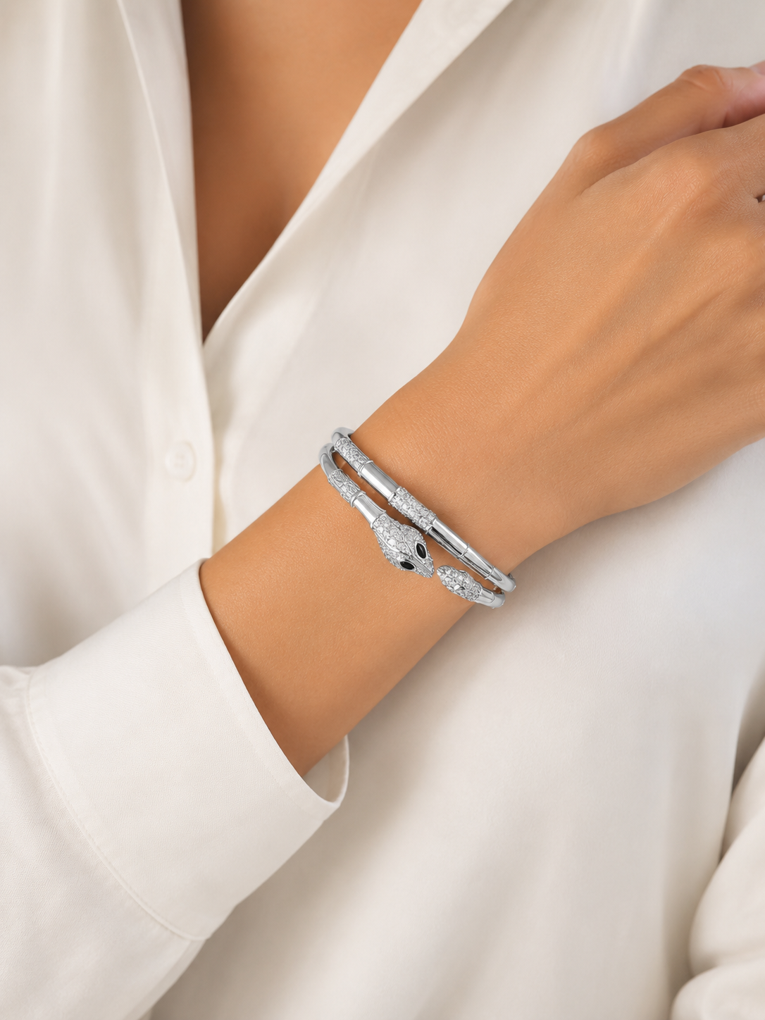 Seraphina Silver Serpent Bracelet