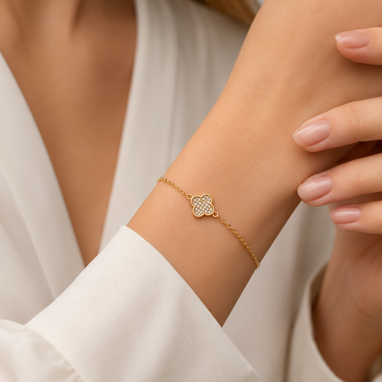 Nalya Gold Clover Bracelet